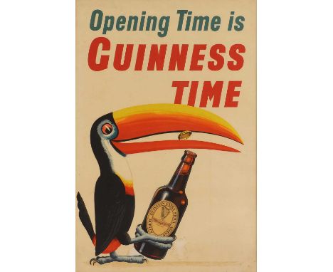 'Opening Time is Guinness Time'advertising poster with a toucan opening a bottlelithograph, published by John Waddington Ltd.