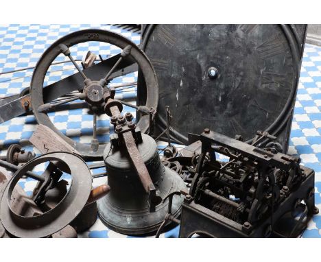 A Victorian turret clock and bell by Gillett &amp; Johnston, Croydon, dated 1895, the twin-barrel movement, signed to the fra