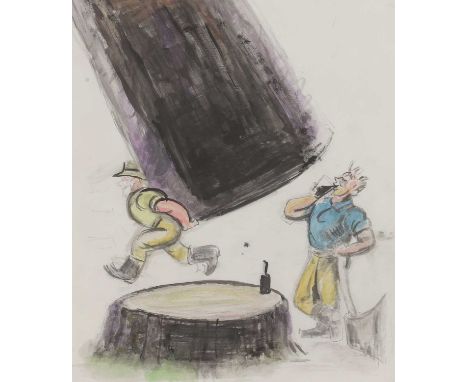 Follower of John Thomas Young GilroyTwo lumberjacks - a design for an advertisement for Guinnesswatercolour over pencil31 x 2