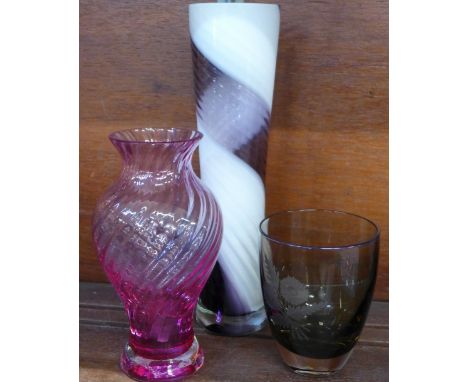 Three Caithness glass vases