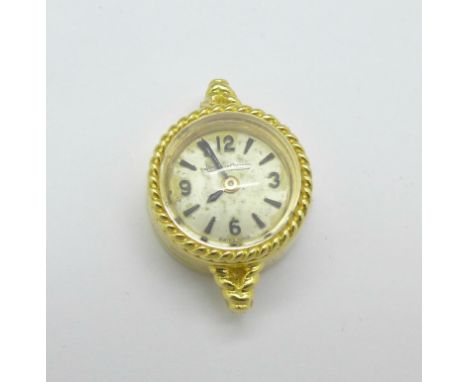 A lady's 18ct gold Jaeger LeCoultre wristwatch head, 5.7g total weight