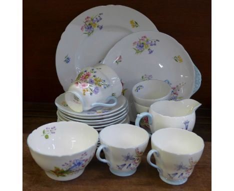 A Shelley Wild Flowers twenty-two piece tea service, one cup a/f