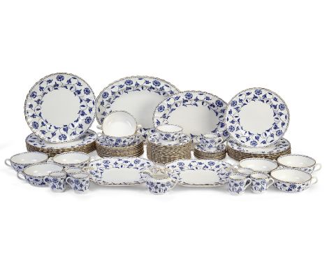 A Spode bone china 'Blue Colonel' pattern dinner service, second half 20th century, printed factory marks to underside, with 