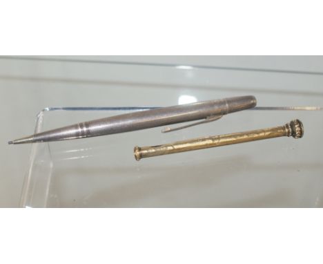 a sterling silver marked pencil and a tested 9ct gold Mordan pencil