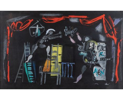 Antoni Clave, Spanish 1913-2005 - Stage design for Roland Petit's 'Carmen', c.1949; gouache, coloured chalks, pen and black i