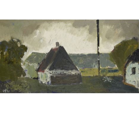 William Hansen, Danish 1909-1991 - First Light, 1956; oil on canvas, signed with monogram and dated '56', 46.3 x 86.7 cm: tog