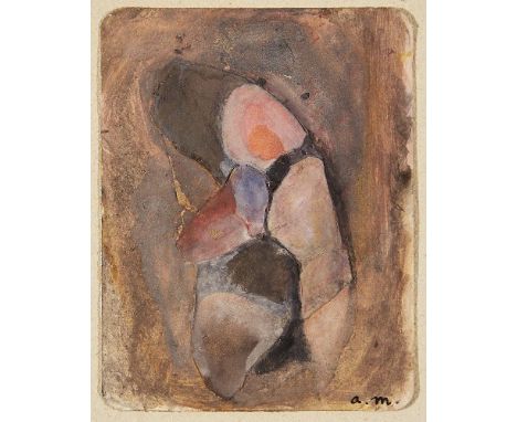 Adrien de Menasce, Egyptian/British 1925-1995 -Two figures, c.1960s;gouache and collage on card, signed with initials lower r