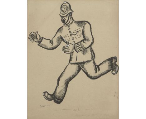 Pearl Binder, British 1904-1990 - Policeman, 1931; ink and gouache on paper, signed and dated lower left 'Binder 1931' and an