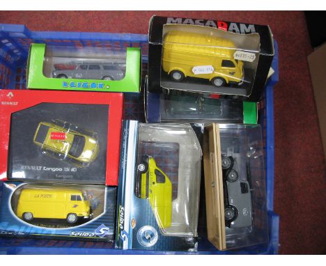 Eight Diecast Model Vehicles, predominantly 1:43rd scale by Eligor, Macadam, Solido, Norev, nearly always with French Postal 