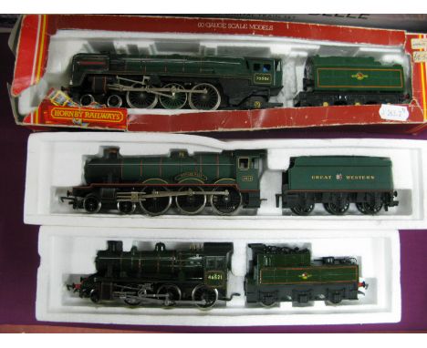Three Hornby 'OO' Gauge Steam Locomotives, boxed, boxes poor, 4-6-2 BR green "William Shakespeare" R/No 70004 (in incorrect b