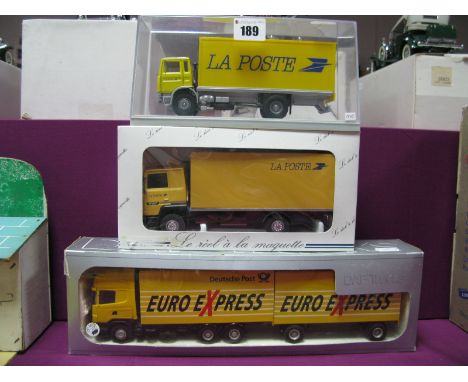 Three Diecast Model Commercial Vehicles, all with French/Germany Postal liveries, including 1:50th  scale Tekno DAF Concept 9