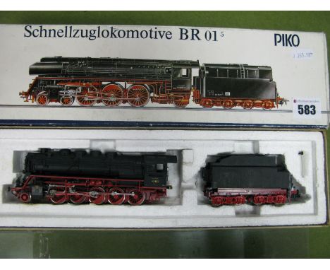 Piko 'HO' Gauge Steam Locomotive and Eight Wheel Tender, 2-10-0 German DB Railway R/NO 43023 playworn, in incorrect box.