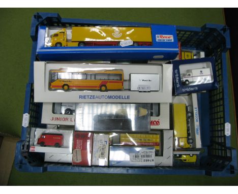 Approximately Twenty 1:87th Scale and Similar Plastic Model Lineside Vehicles, by Rietze Auto Modelle, Busch, Trident, Igra, 