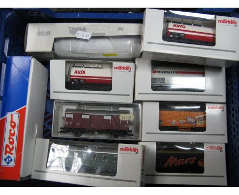 Nine Items 'HO' Gauge Boxed Rolling Stock, by Piko, Roco, Fleischmann  and Marklin - Marklin "Mars" box, van ref 44188 noted,