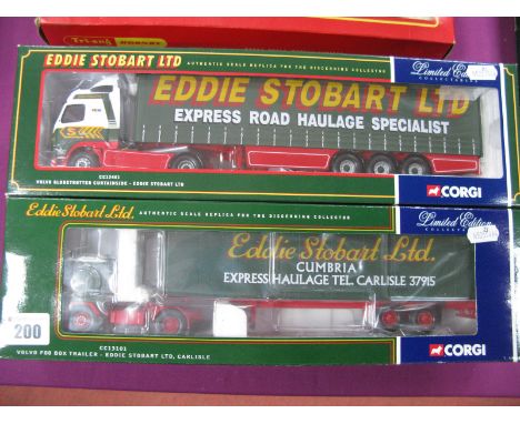 Two Corgi 1:50th Scale Diecast Model Commercial Vehicles, #CC13101 Volvo F88 Box Trailer 'Eddie Stobart', certified No. 4907 