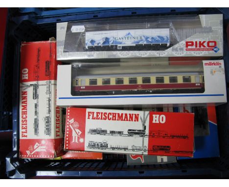 A Quantity of 'HO' Gauge Rolling Stock, by Roco, Marklin, Fleischmann etc, all Continental Outline, boxed, coaches, box vans,