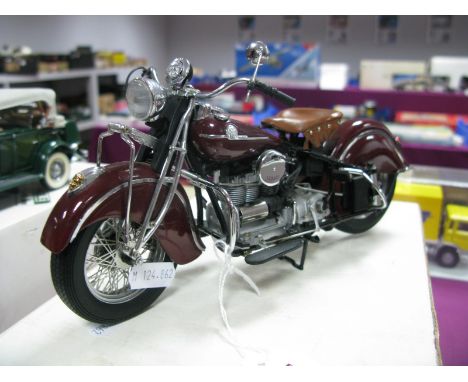 A Danbury Mint 1:10th Scale Diecast Model Indian Motorcycle, 'Maroon', damage to rear chrome trim and exhaust pipe, glue repa