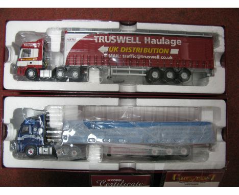 Two Corgi 1:50th Scale Diecast Model Commercial Vehicles, #CC13617 DAF CF Curtainside - John Truswell and Sons Ltd certified 
