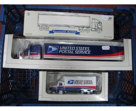 Three Diecast Model Outline American Trucks, by Speccast, Liberty Classics, all United States Postal Services Liveries, inclu