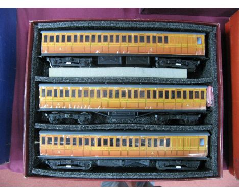 An Ace 'O' Gauge Three Car EMU Set, boxed head boards for "Harrow" and "Baker Street", the set comprises a 3rd class motor co