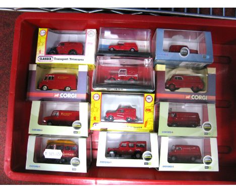 Twelve 1:76th Scale Diecast Model 'Lineside' Commercial Vehicles, by Oxford, Corgi, Classix, Cararama, all Royal Mail liverie