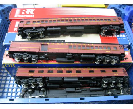 A Quantity of 'HO' Gauge American Outline "Pennsylvania Livery" Coaches and Rolling Stock, by Rivarossi, Walthers and Bachman