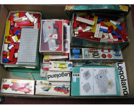 A Quantity of Lego, sometimes boxed including #338 Lego System Ambulance, #640 Fire Engine, gearing cogs, unchecked, playworn