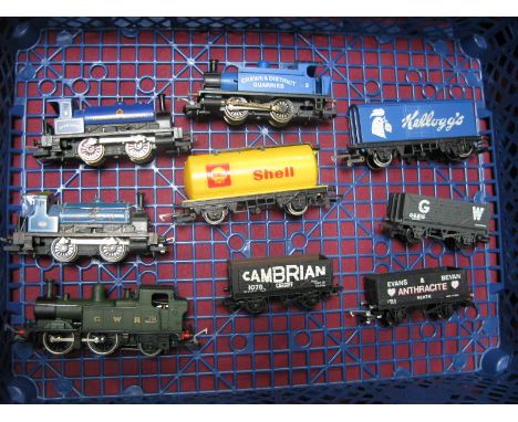 Four 'OO' Gauge/4mm Steam Tank Locomotives, Airfix 0-4-2 G.W.R R/no 1435, two Hornby "pugs" plus Hornby 0-4-0 "Crewe" quarrie