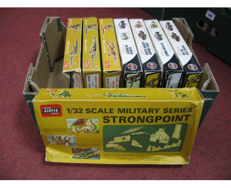 Seven Boxes of Airfix 1:32nd Figures, including Afrika Korps, Eighth Army, Australian Infantry, all boxed, unchecked. Plus an