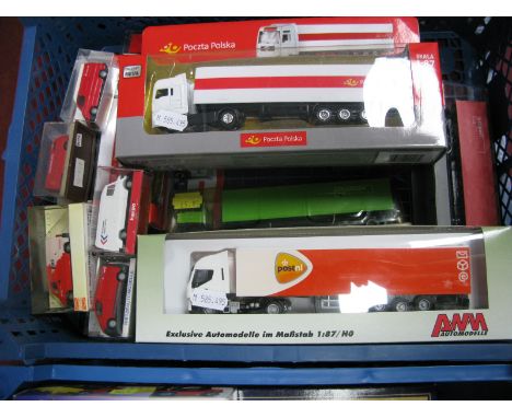Thirteen Predominantly 1:87th Scale Diecast and Plastic Lineside Buildings,  by Herpa, AEM, Rietze Automodelle, Daffi, Bisch,