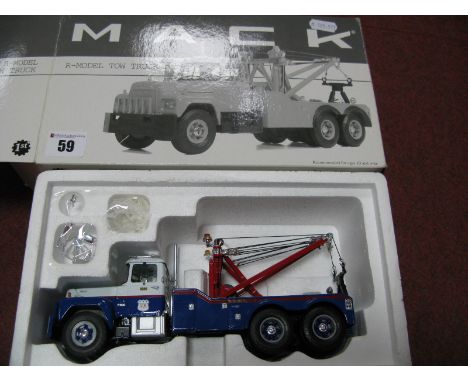 First Gear 1:34th Scale Diecast Model #19-2877 MAck R-Model Tow Truck, 'U.S. Mail', small parts present, boxed.