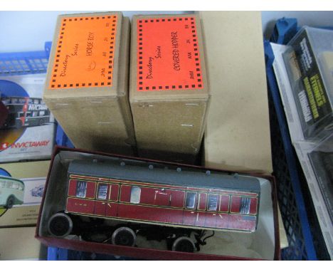 Four 'O' Gauge Wagons by 'Directory Series', including covered hopper and horse box, all boxed, plus parts for an 'O' gauge s