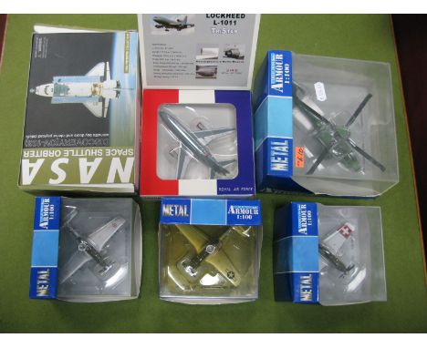 Five Boxed Diecast Model Military Aircraft, by Collection armour, TriStar including Collection Armour AH64 Apache Long Bow He