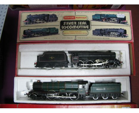 Two Hornby "OO" Gauge/4MM 4-6-0 Steam Locomotives and Six Wheel Tenders Ref. R.859 "Black Five", BR black R/No. 45192, boxed,