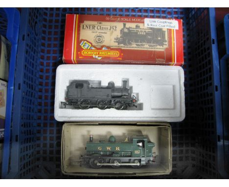 Three 'OO' Gauge 0-6-0 Tank Steam Locomotives, Class 72 Bachmann over painted matt black, boxed Hornby Ref R861, Class J52 LN