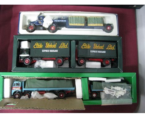 Three Corgi Diecast Model Commercial Vehicles, including #27602 Atkinson Eight Wheel Rigid Truck and Trailer 'Billy Crow and 