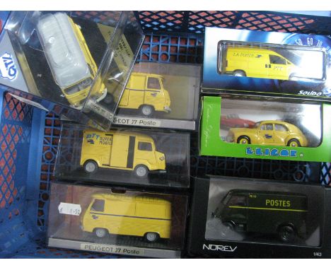 Seven Diecast Model Vehicles, predominantly 1:43rd scale by Norev, Eligor, City, Solido all with French postal themed liverie
