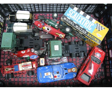 A Quantity of Scalextric Vehicles 1960's -1980's, including Mini Coopers, Rebel Rigs, among others, all playworn.