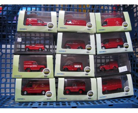 Twelve 1:76th Scale Diecast 'Lineside' Model Commercial Vehicles, by Oxford, all Royal Mail liveries, boxed.