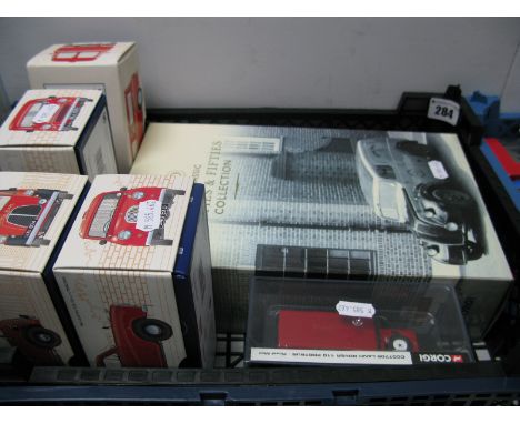 Eight Corgi 1:43rd Scale Diecast Model Vehicles, all Royal Mail liveries, including #CP99145 Royal Mail Gift Set The Classic 