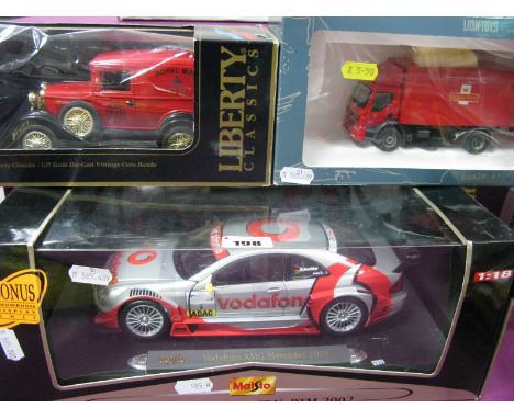 Three Diecast Model Vehicles, comprising of Maisto 1:18th scale Vodafone AMG-Mercedes 2002 'DTM', Lion Toys 1:50th scale Roya