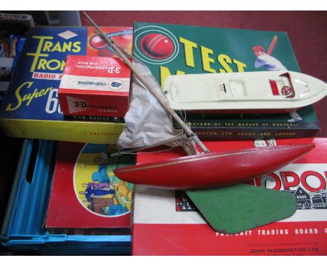 A Quantity of Mid XX Century Toys and Games, including Meccano/Transtronic Radio Kit/Tin Boat, among other items, playworn, s