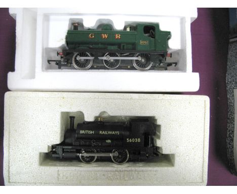 Two Hornby 'OO' Gauge Tank Steam Locomotives, boxed Ref No 041 0-6-0 GWR Pannier R/No 8751, Saddle Tank B.R R/No 56038, condi