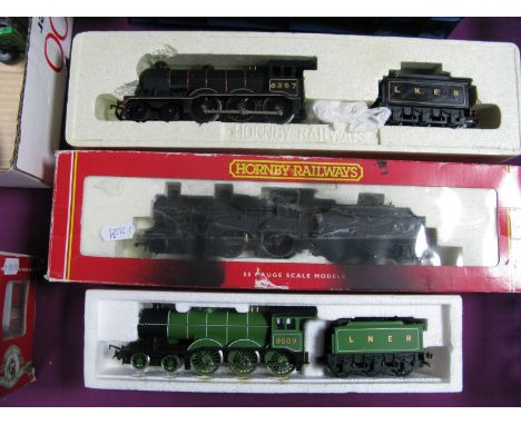 Three Hornby 'OO' Gauge Steam Locomotives, boxed Ref R284 LNER class B12/3 4-6-0 R/No 8567, playworn. Ref R866 LNER green, 4-