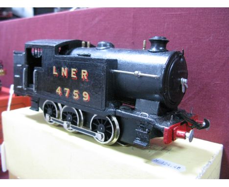 An 'O' Gauge Three Rail 0-6-0 Tank Locomotive, (no motor) L.N.E.R black R/No 4759, a kit build white metal "Neverwazza" condi