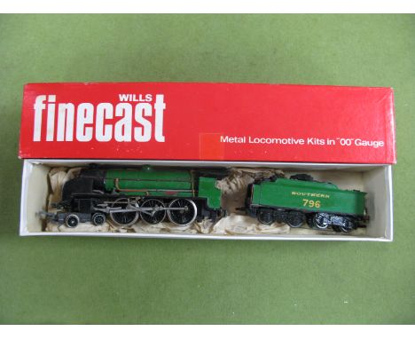 A Wills Firecast 'OO' Gauge White Metal Kit Built 4-6-0 Locomotive, plus eight wheel tender, southern green R/No 796 "King Ar