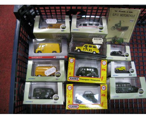 Twelve Diecast and White Metal Model Vehicles, predominantly 1:76th scale by Oxford, Classix, Corgi, Autocraft, nearly always