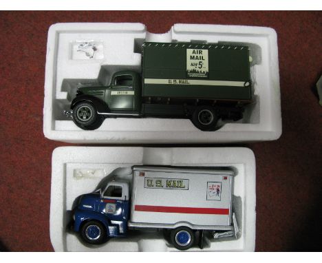 Two First Gear Diecast Model United States Mail Trucks, #19-1441 1:34th scale Ford C600 Straight Truck.#19-2449 Chevrolet 193