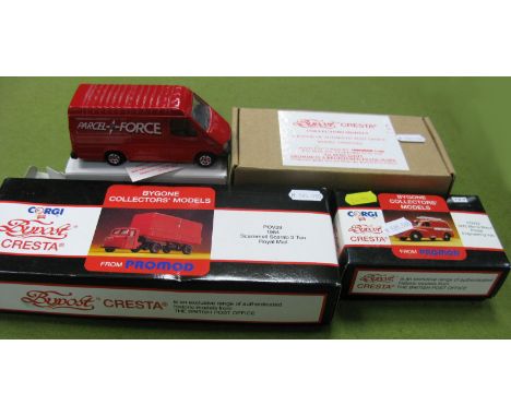 Four Diecast Model Vehicles, (Promod- 'Code 3'), including POV26 Bedford OB Bus 'Public Telephones', POV22 1972 Morris Minor 