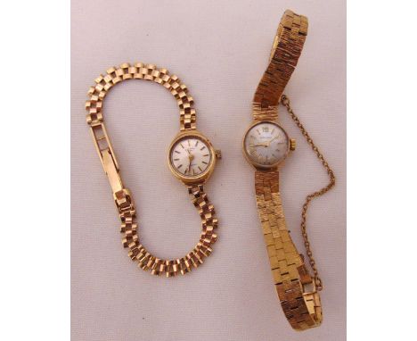 Two 9ct gold ladies wristwatches on 9ct gold bracelets, to include Rotary and Baume, approx total weight 30.0g